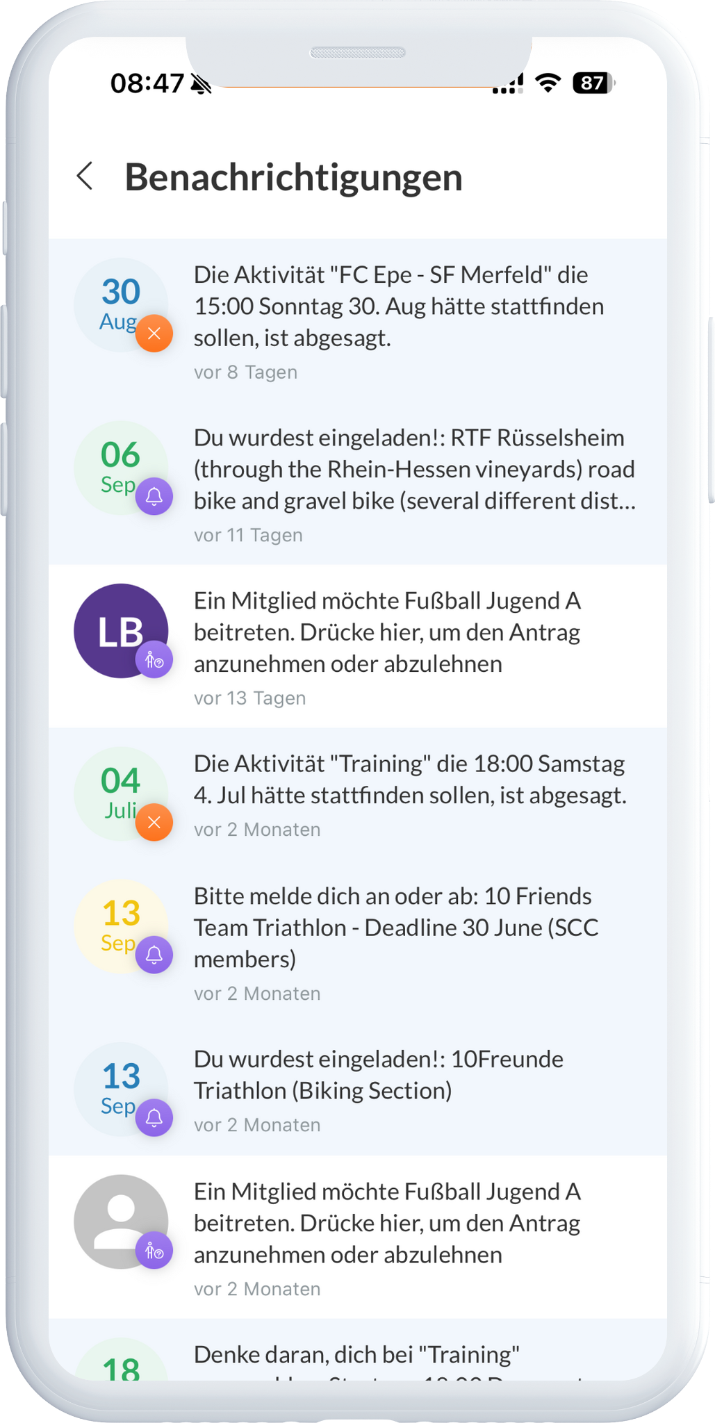 Push-Benachrichtigung: Bitte melde dich an oder ab